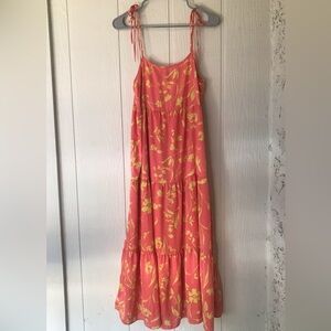 Orange Zara dress with yellow flowers